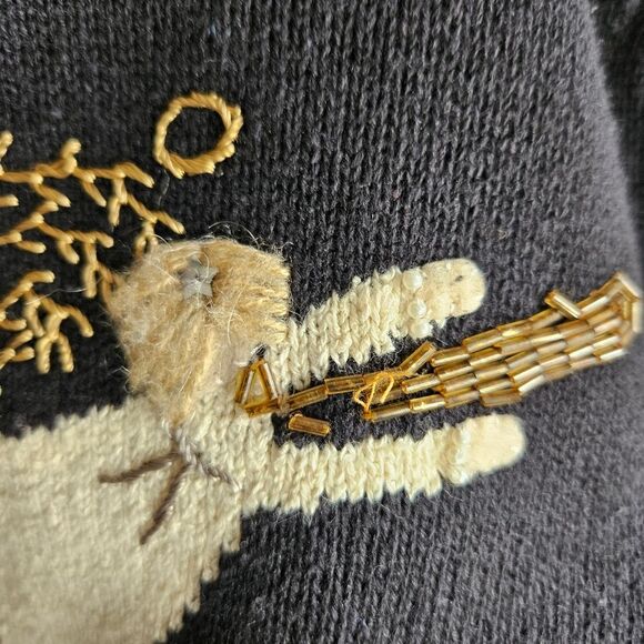 Vintage Carrol Reed Angel Cardigan Women's Medium Art To Wear Eclectic Holiday - Picture 9 of 11